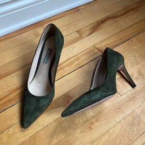 Prada Calzature Donna Pointed Toe High Heels in Dark Green, Sz 40